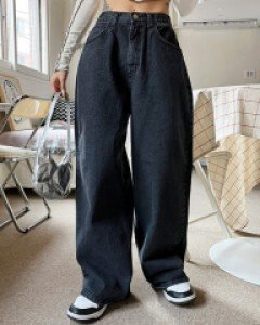 흑청와이드청바지(밴딩)