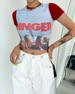 진저배색크롭티