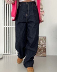 핀턱생지데님팬츠