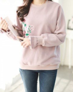 B110 TK3852/키엘 플라워자수 맨투맨티(속기모)