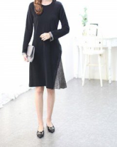 B108 OP5442/하베스 체크배색 기모원피스