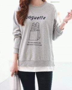 B104 TK7149/[기모]바게트 배색 맨투맨티