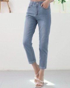 SI01 SL8157/리센 롤업 히든밴딩 데님팬츠