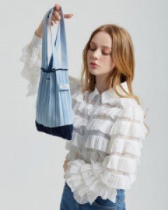Roziluv pleats knit S Sea&blue