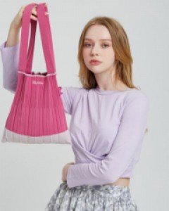 Roziluv pleats knit S Macaron pink