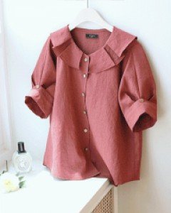 L21CM-MK601/엔조이 카라 린넨블라우스(누적판매 3만장!)