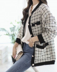 L21DF-MK1088/코롱 트위드 니트가디건