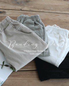 L22CS-PT1658/도라 베이직 배기 밴딩팬츠