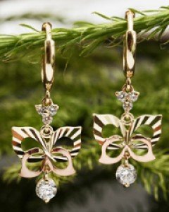 14K 18K 커팅라인 나비 귀걸이