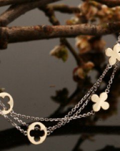 14K 18K 루이 클로버 세줄 팔찌 레이어드