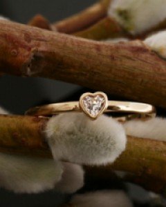 14K 18K 심플 미니 하트 반지 큐빅