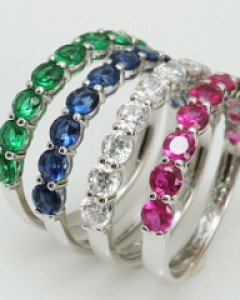 14K 18K 비비드 하프 레이스 반지 컬러 큐빅 팔레트