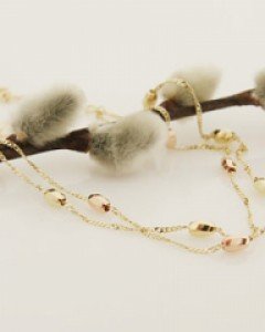 14K 18K 컷팅 골드 볼 두줄 팔찌 레이어드 원형 타원형