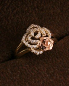 14K 18K 큐빅라인 로즈 반지