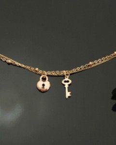 14K 18K 자물쇠 레이어드 두줄 발찌