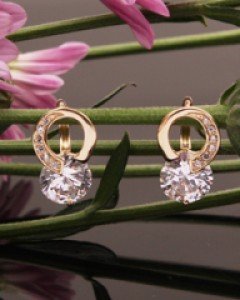14K 18K 볼륨 큐빅 아트 서클 귀걸이 캐럿 2캐럿 원터치