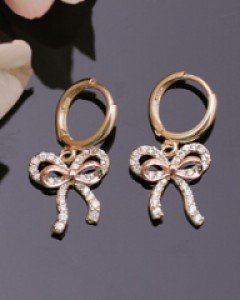 14K 18K 큐빅라인 리본 귀걸이