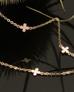 14K 18K 슬림 라인 클로버 팔찌