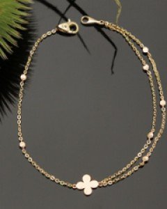 14K 18K 클로버 하프 두줄 팔찌