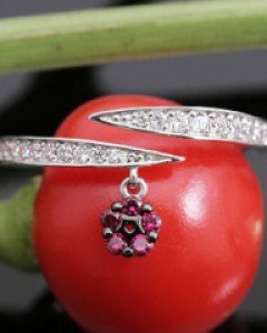 14K 18K 초승달 붉은 별 반지 레드 스타 오픈