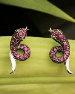 14K 18K 레드 스네이크 귀걸이