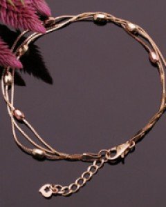 14K 18K 컷팅 골드 볼 세줄 팔찌 박스체인 레이어드 원형 타원형