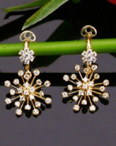 14K 18K 빛나는 나를 귀걸이 원터치 큐빅꽃 별빛 반짝 브릴리언트 화려한 플라워 꽃