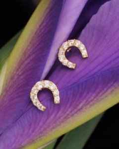 14K 미니 큐빅 말굽 귀걸이