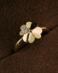 14K 18K 콤비 클로버 하트 반지