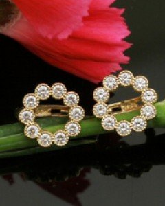14K 18K 프롱 큐빅 레이스 서클 귀걸이