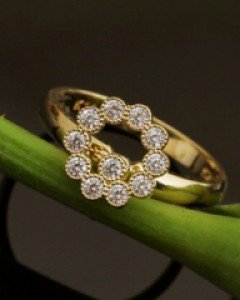 14K 18K 프롱 큐빅 레이스 서클 반지