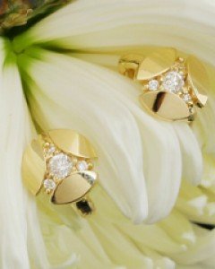 14K 18K 큐빅 서클 버튼 귀걸이 원터치