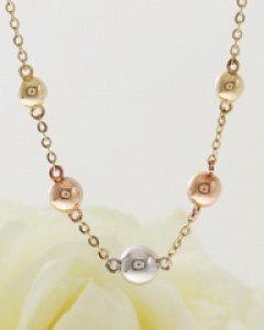 14K 18K 삼색 콤비 골드 볼 목걸이 레이어드