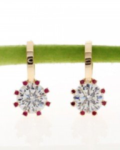 14K 18K 엘리나 캐럿 볼륨 큐빅 귀걸이 심플 볼드 2캐럿 원터치