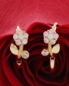 14K 18K 스몰 플라워 귀걸이 미니 원터치 데일리 꽃 장미  핑크 분홍