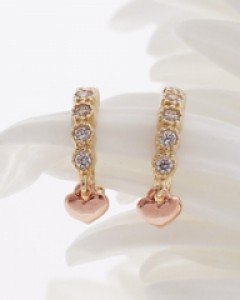 14K 18K 미니 타이니 하트 큐빅 원터치 귀걸이