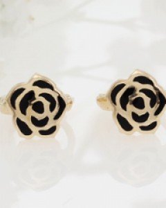 14K 18K 미니 블랙 로즈 장미 원터치 귀걸이
