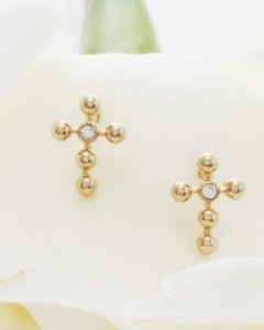 14K 엠보 십자가 귀걸이