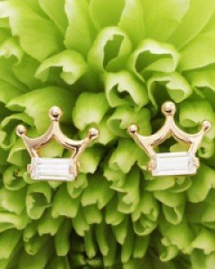 14K 미니 티아라 왕관 귀걸이