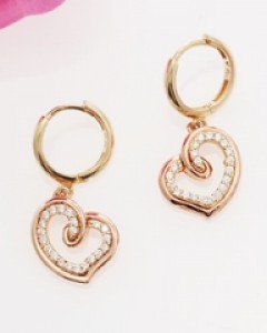 14K 18K 뱅글 하트 귀걸이