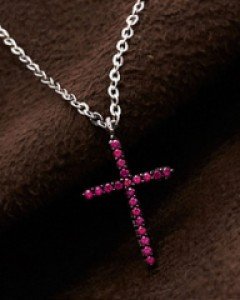 14K 18K 루비 십자가 목걸이