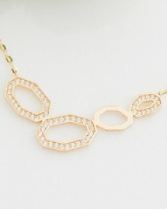 14K 18K 다각 엣지 링 목걸이 다각형 링크 스퀘어 유니크