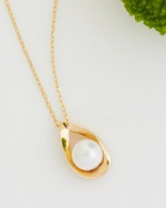 14K 18K 메이비 진주 물방울 목걸이