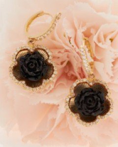 14K 18K 블랙펄 로즈 귀걸이