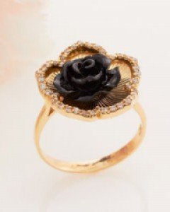 14K 18K 블랙펄 로즈 반지