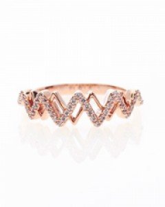 14K 18K 지그재그 콤비 큐빅 유니크 반지 레이어드