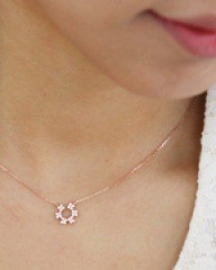 14K 18K 큐빅 플라워 오픈 목걸이