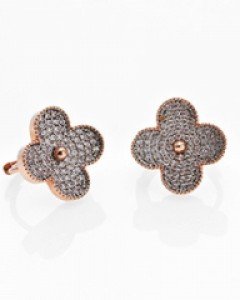 14K 18K 샤인 화이트 클로버 원터치 귀걸이