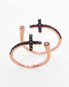 14K 18K 비비 오픈 크로스 반지 십자가 플러스 비비드 컬러 화려한 색감 큐빅 레드 블랙