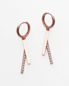 14K 18K 믹스 스틱 V라인 귀걸이 원터치 와이드 브이 큐빅 민자